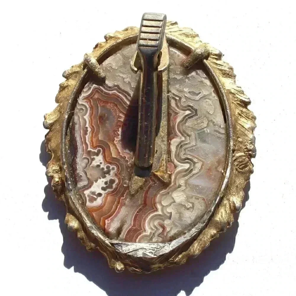 Vintage Gemstone (Agate Stone Geode Crystal) Cowboy Western Tie Clip Pin Decor